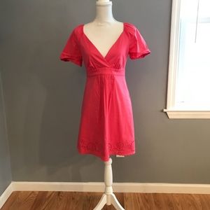 BCBG MAX AZRIA Geranium Pink Surplice V-Neck Dress